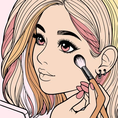 a realistic girl doing her makeup