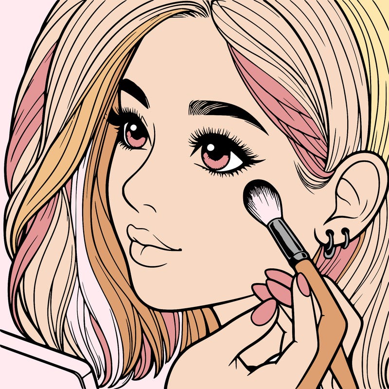 a realistic girl doing her makeup