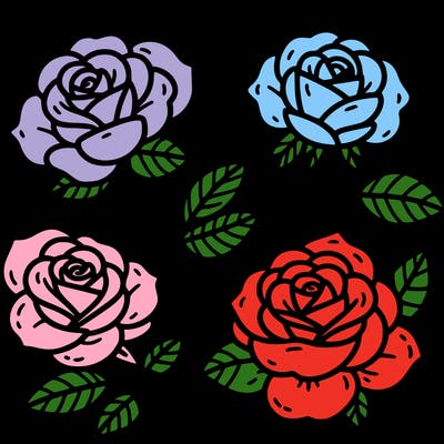 cute four pieces roses