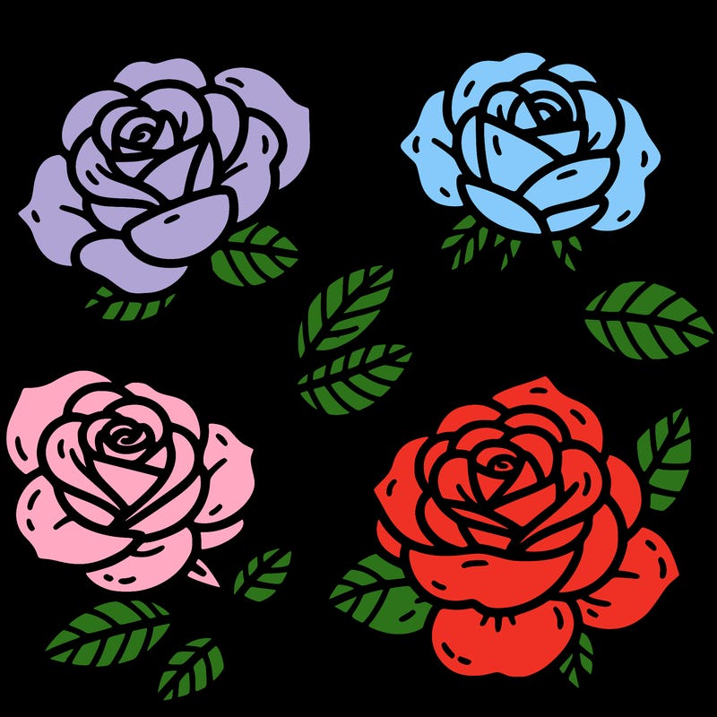 cute four pieces roses