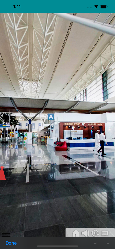 Oman Airports - Vista interior de la oficina de facturación en el Aeropuerto Internacional de Mascate, que muestra la arquitectura moderna de la terminal y las instalaciones.