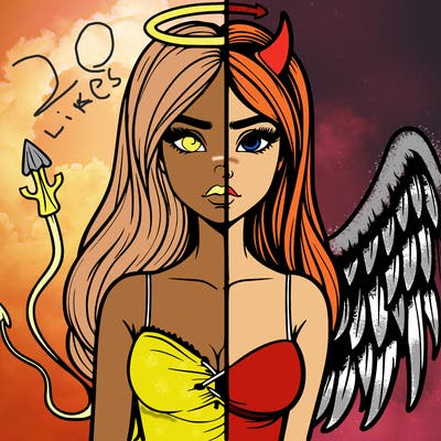devil vs angel realistic girl