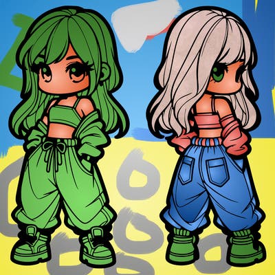 girl in crop top and baggy pants