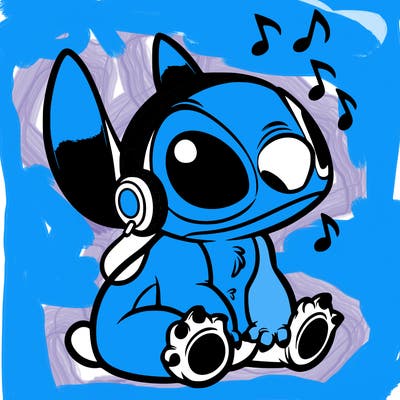 stitch listening to music