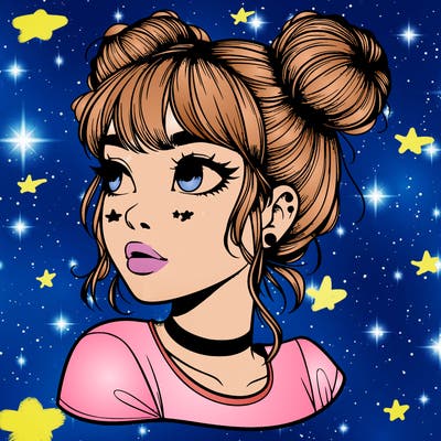realistic girl with spacebuns