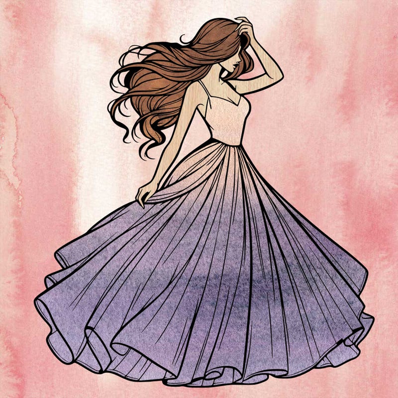 realistic woman with dress flowing in the wind