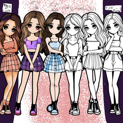 a group of girls realistic