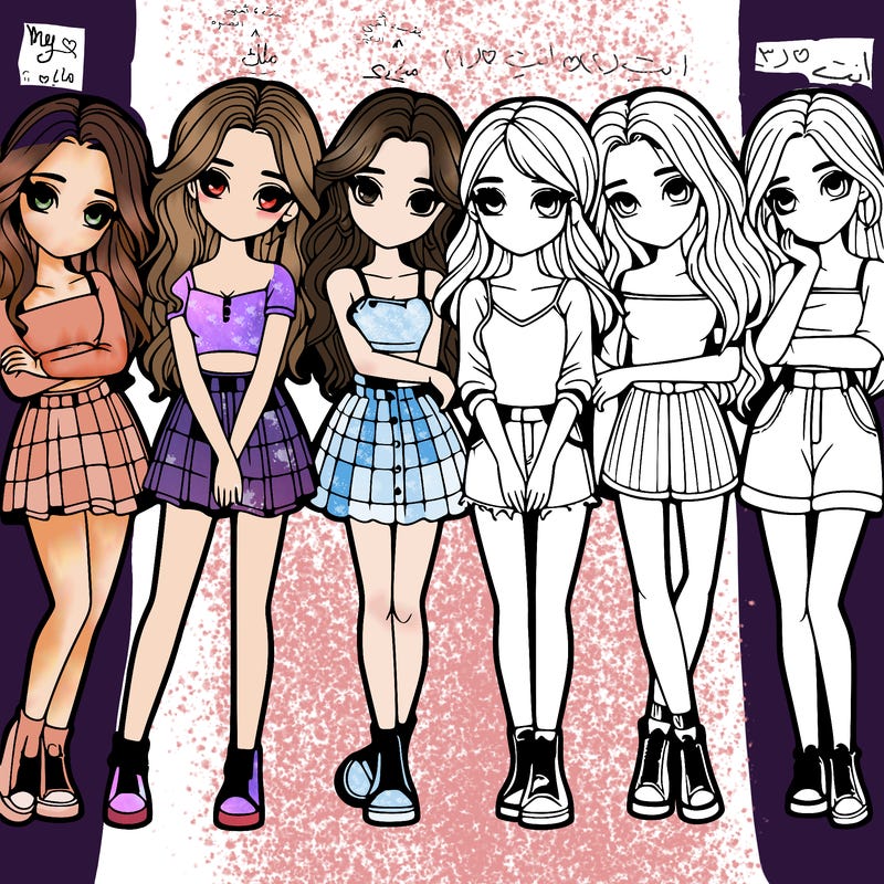 a group of girls realistic