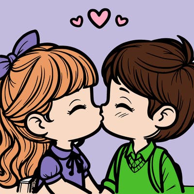 boy and girl kissing