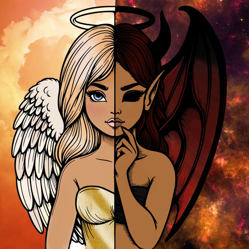 realistic angel half demon