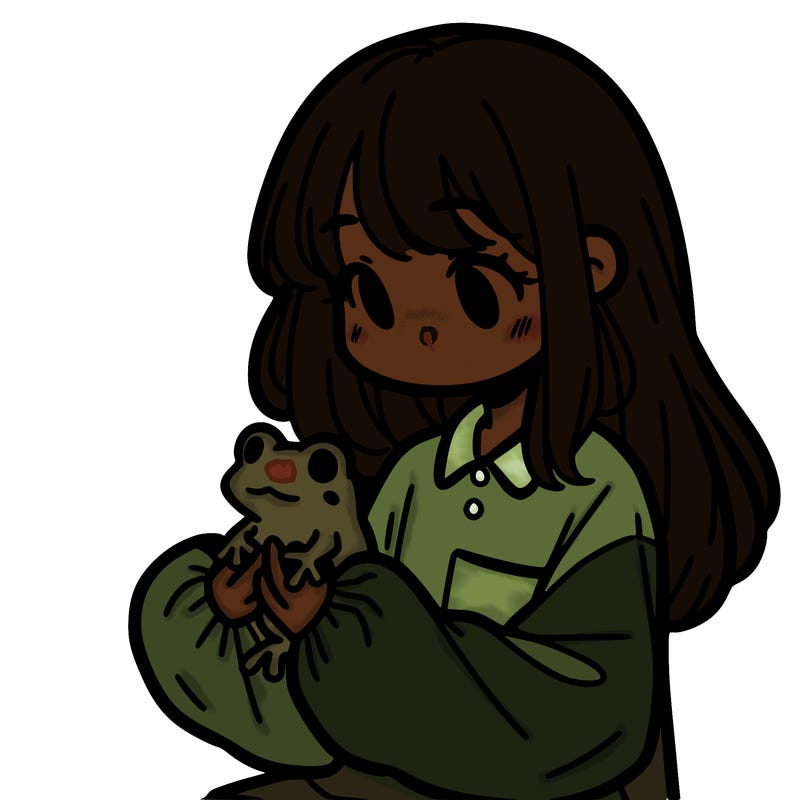 girl with long hair and a oversized shirt. and she is holding a frog