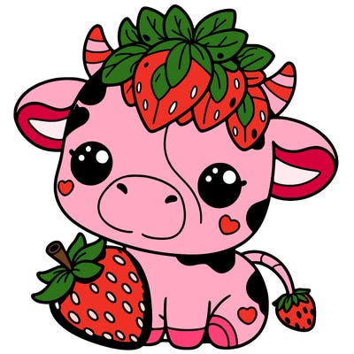 cute strawberry cow