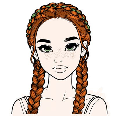 realistic girl with braids