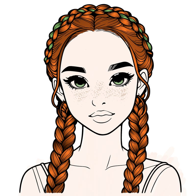 realistic girl with braids