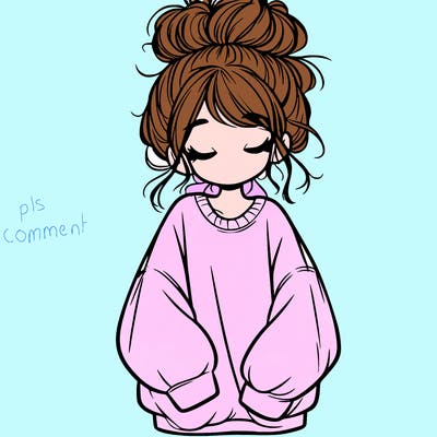 girl with baggy sweatshirt and messy bun