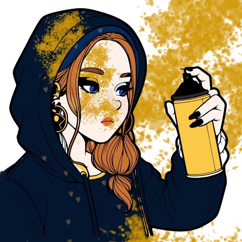 a realistic girl, spray painting