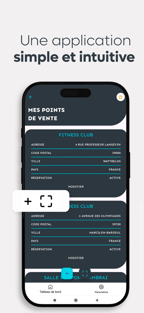 Scan Annonceur Smart Reduc - Smart Reduc advertiser app interface showing points of sale management screen