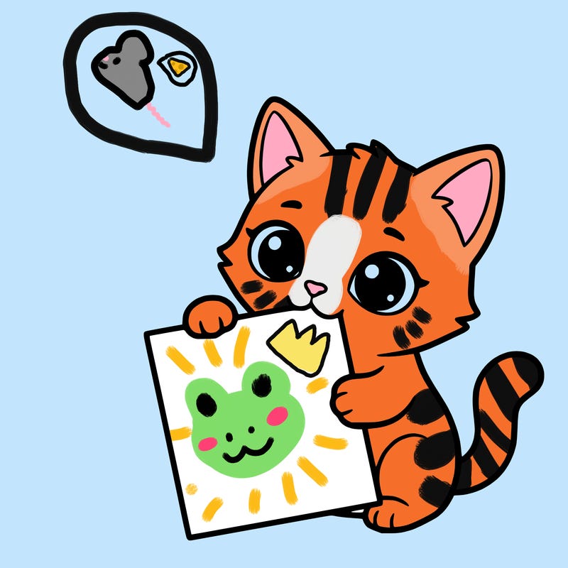 a small cat with a blank sheet of paper in its hand. the cat is sooooooo cute!