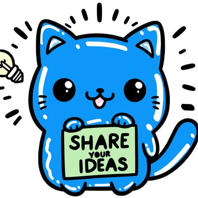 a cute cat saying share your ideas