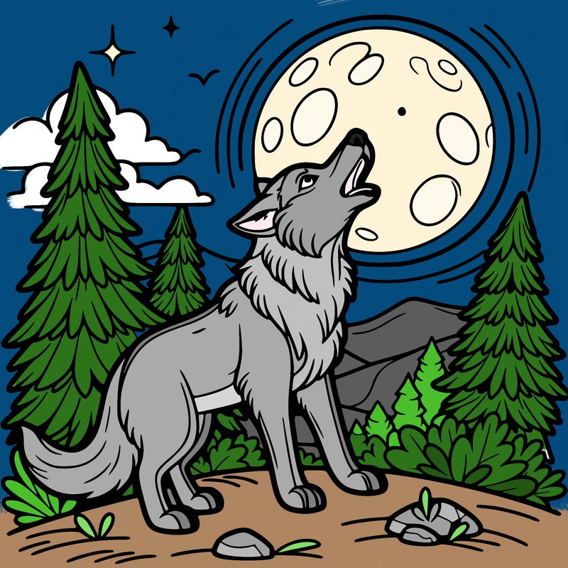 wolf howling at the moon