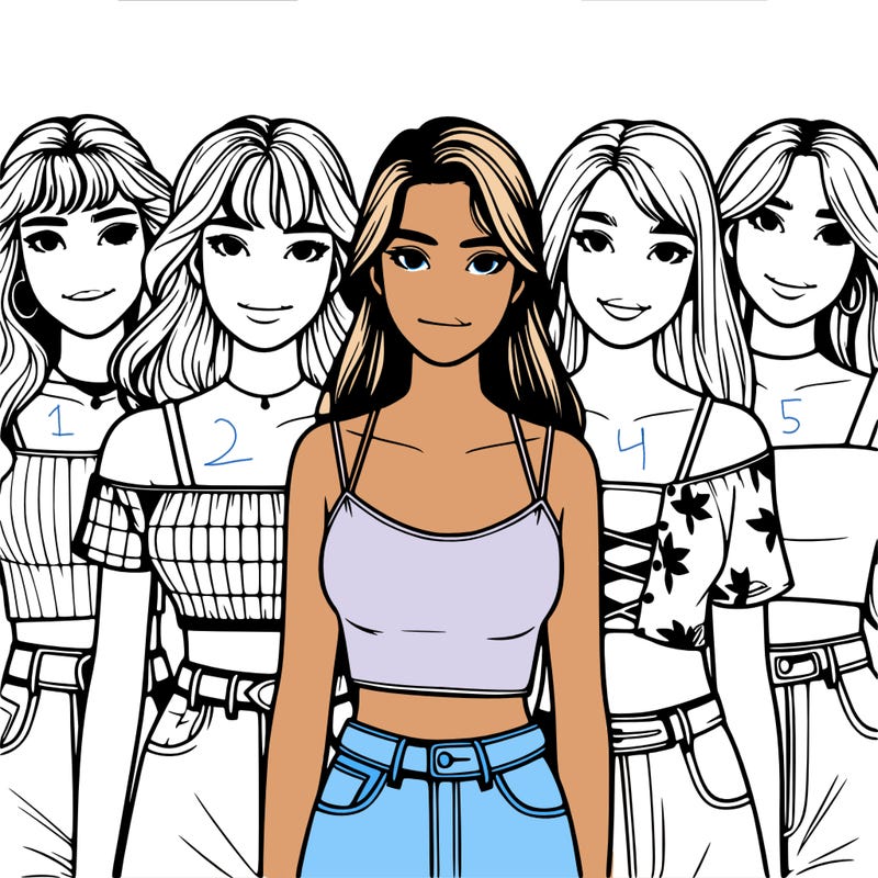 group of realistic girls wearing crop tops