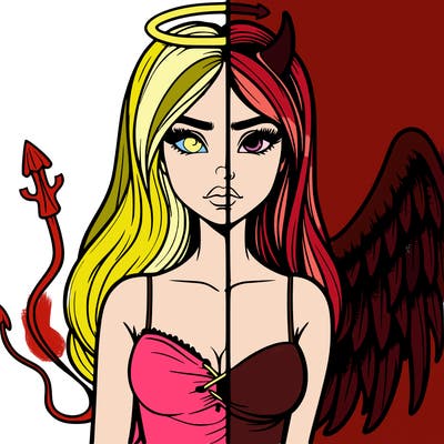 devil vs angel realistic girl