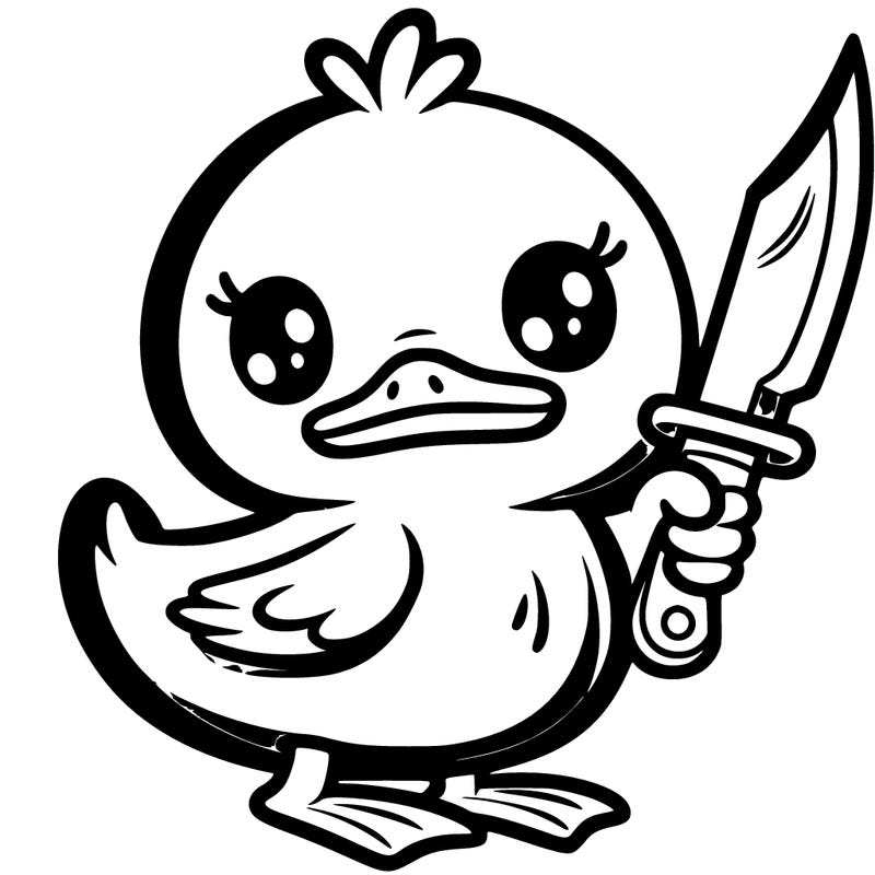 cute duck with a knife