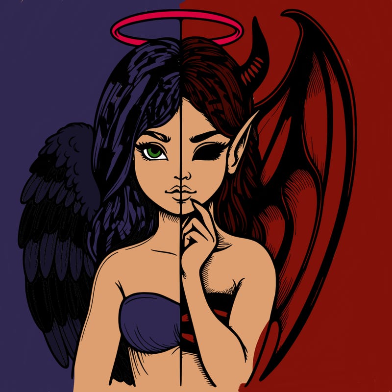 realistic angel half demon