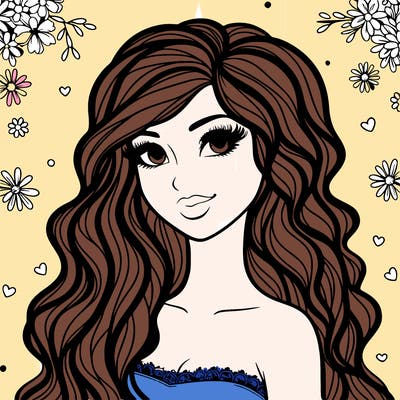 pretty woman with long wavy hair