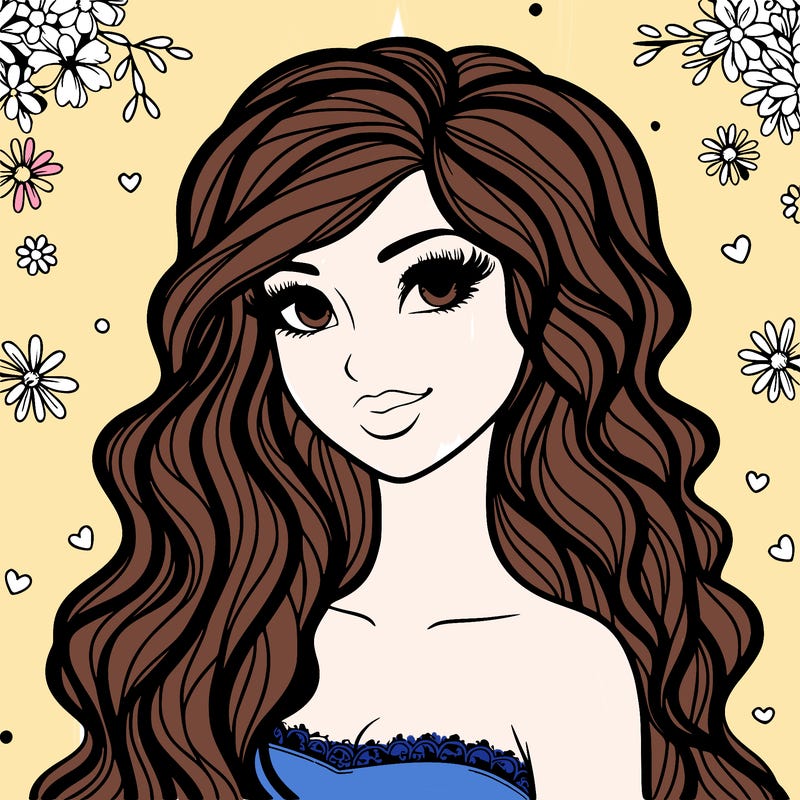 pretty woman with long wavy hair