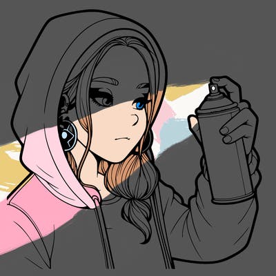 a realistic girl, spray painting