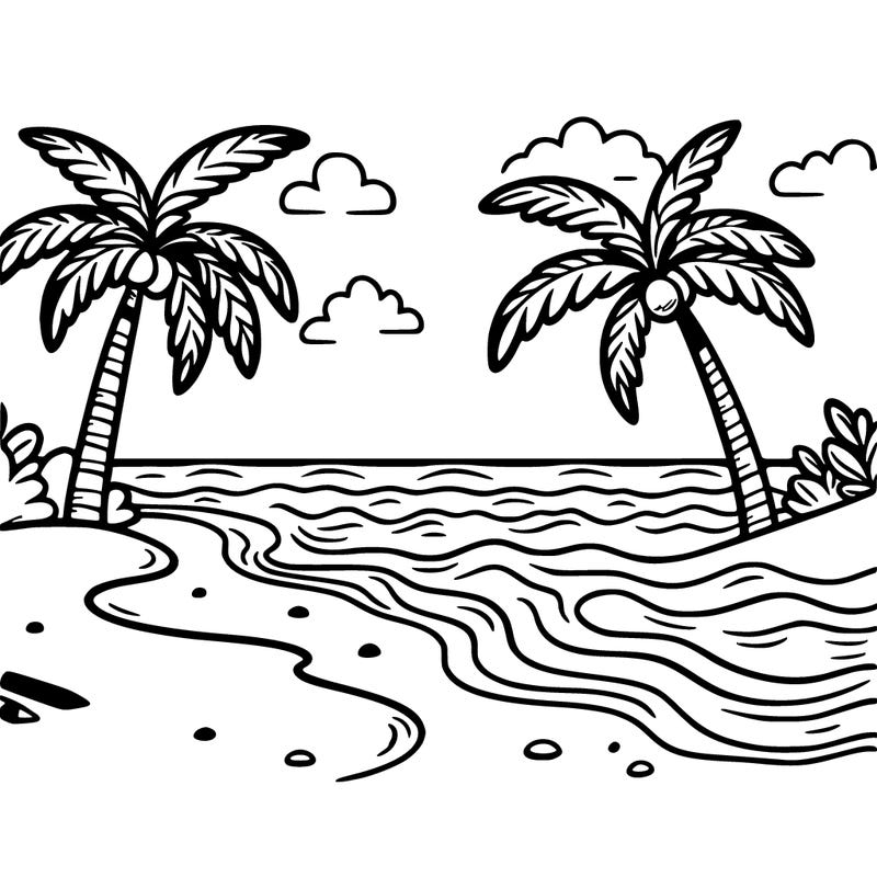 sandy beach with palm trees