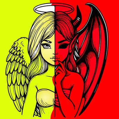 realistic angel half demon