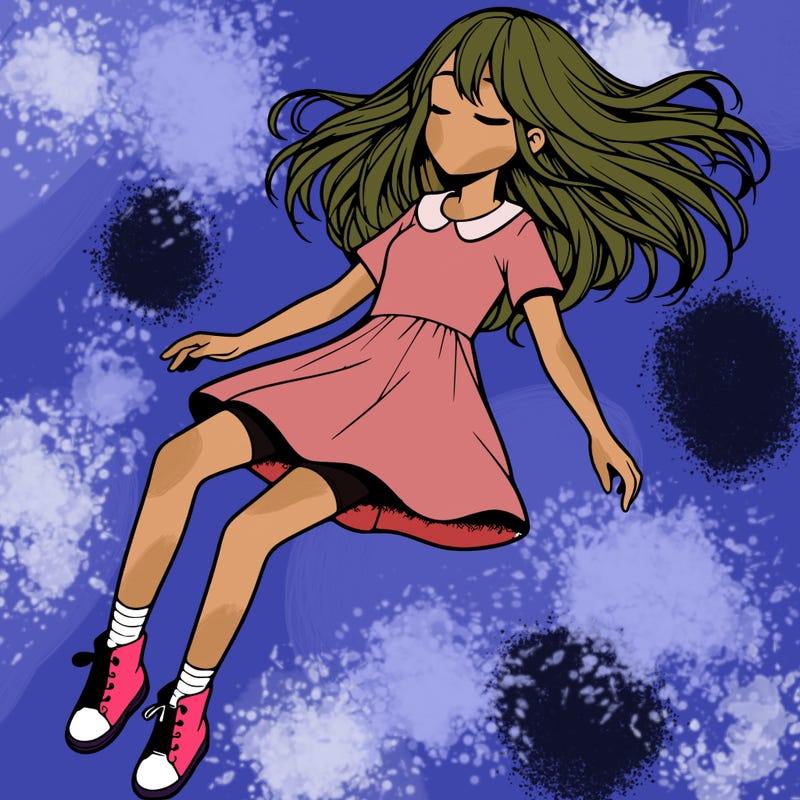 realistic girl floating