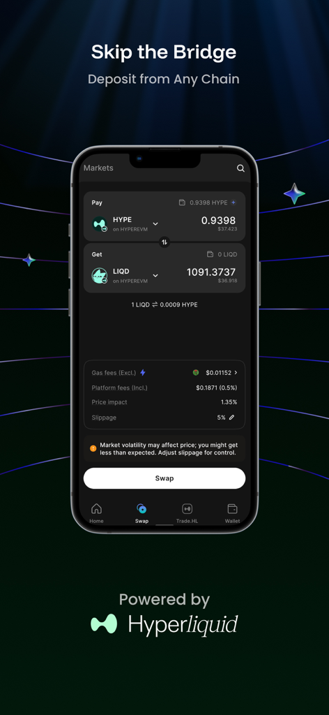 Okto: Crypto Wallet - Okto crypto wallet swap interface for Hyperliquid trading