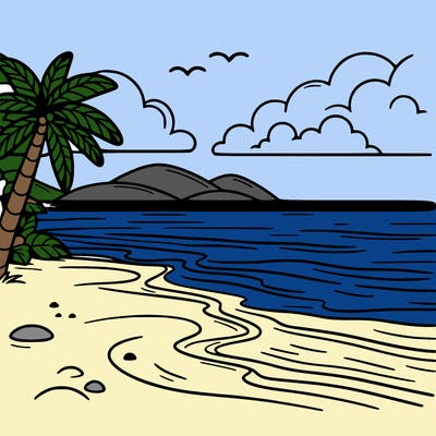 calm empty beautiful beach with sea in back