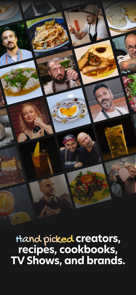 A collage showing various professional chefs and high-quality food recipes available on the FoodFix app.