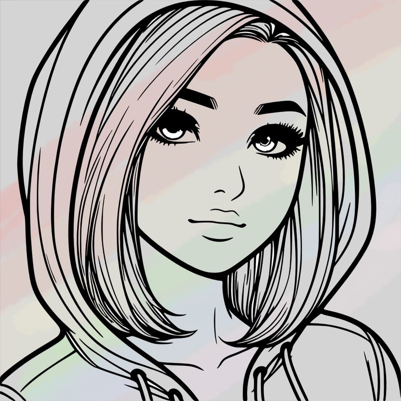 realistic adult girl with hoodie on