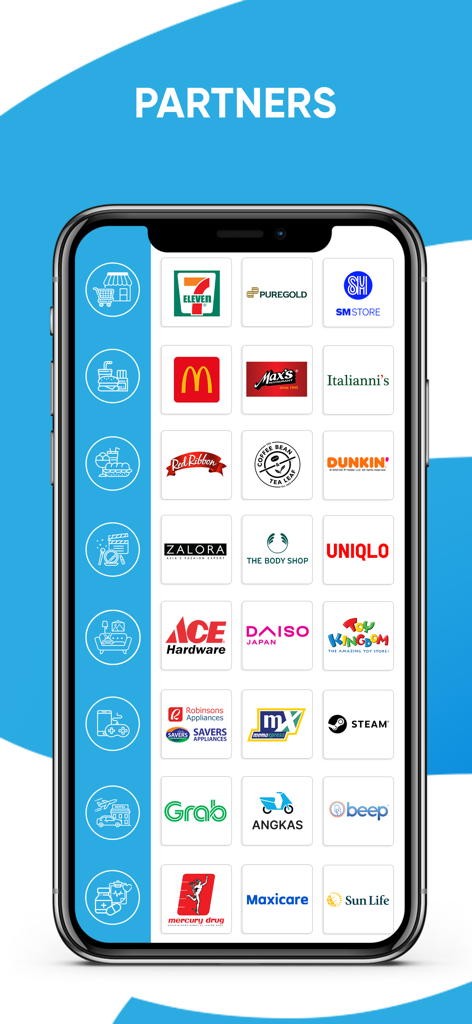 SHARE TREATS - A list of partner merchants in the Philippines available on the Share Treats app including popular retail and food brands