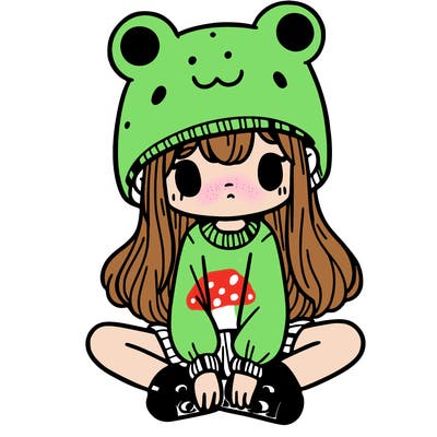 a girl wearing a frog hat and some frog socks