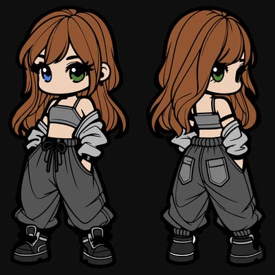 girl in crop top and baggy pants