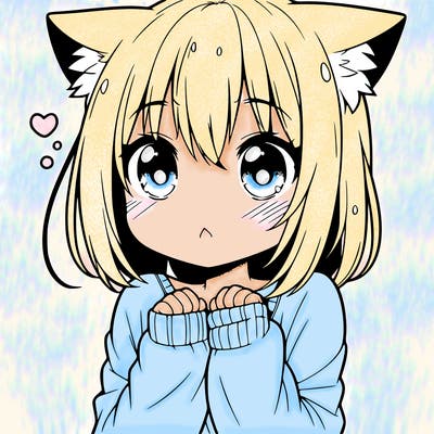 shy anime catgirl