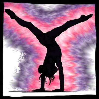 realistic gymnastic hand stand girl in four splits