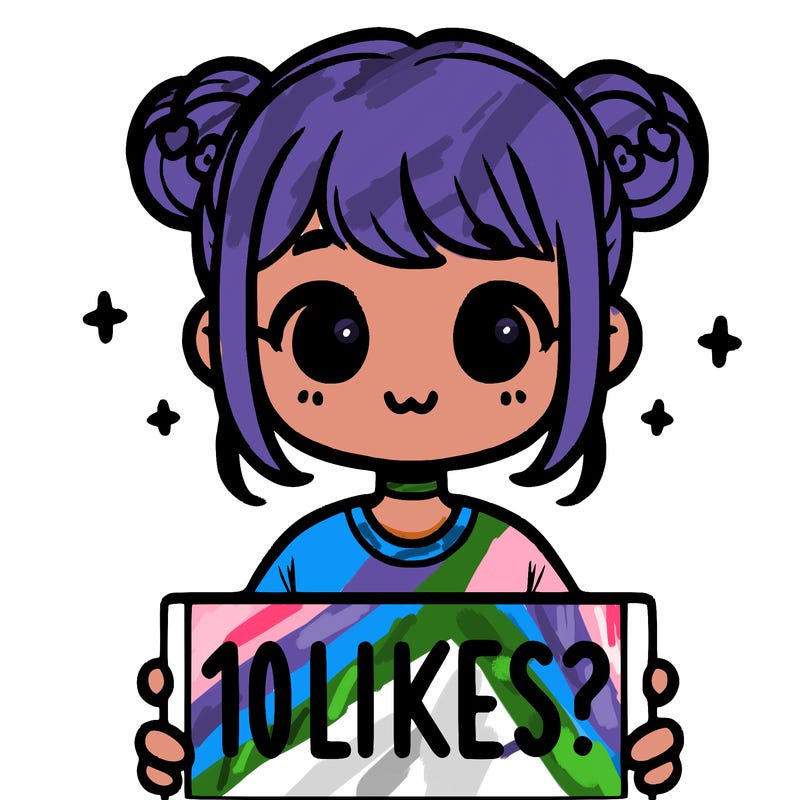 cute girl that is holding a sign that says 10 likes?