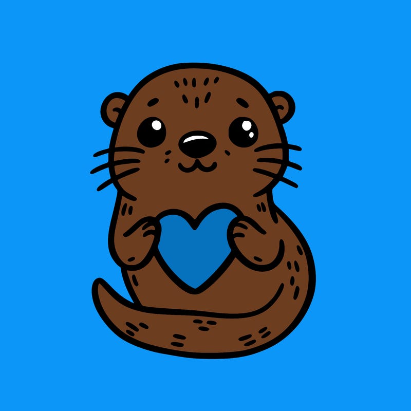 otter with a heart