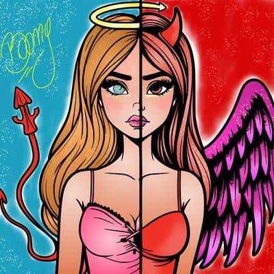 devil vs angel realistic girl