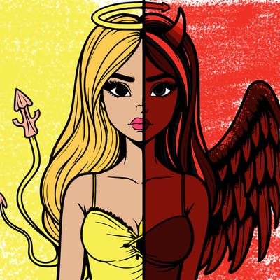 devil vs angel realistic girl