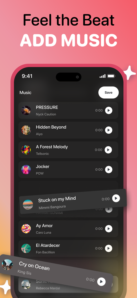 Boomerang - Video Loop Maker - Interface para adicionar música a vídeos boomerang
