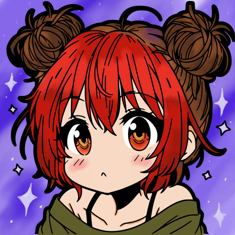 a manga girl with messy small buns