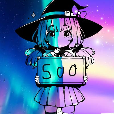 a cute anime witch girl holding a blank sign
